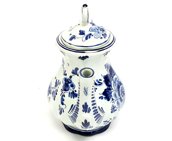 Delft Blue and White Hand Painted Floral Tea Pot, Holland #212