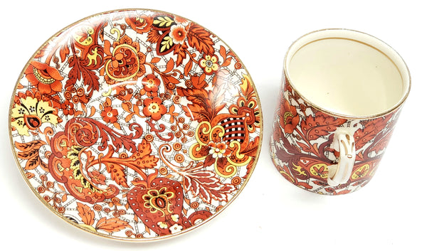 Antique Alfred Meakin Demitasse Cup & Saucer Set Paisley England c. 1900-1921
