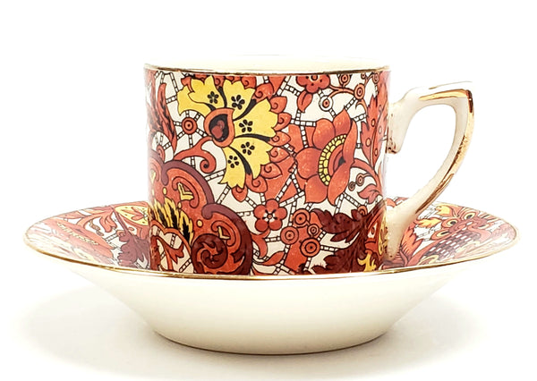 Antique Alfred Meakin Demitasse Cup & Saucer Set Paisley England c. 1900-1921