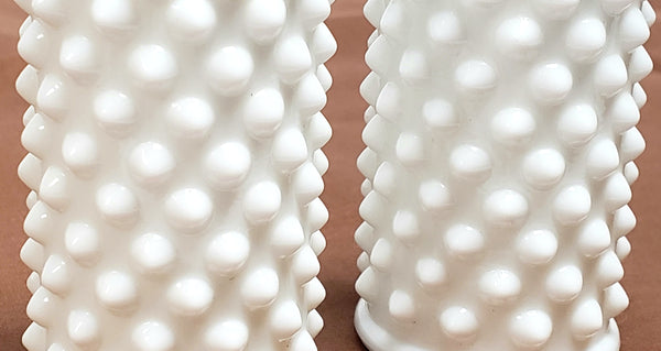 Fenton White Hobnail Milk Glass Salt and Pepper Shakers With Original Labels