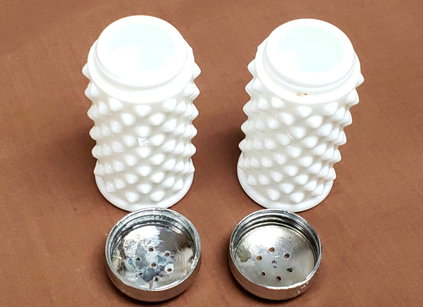 Fenton White Hobnail Milk Glass Salt and Pepper Shakers With Original Labels