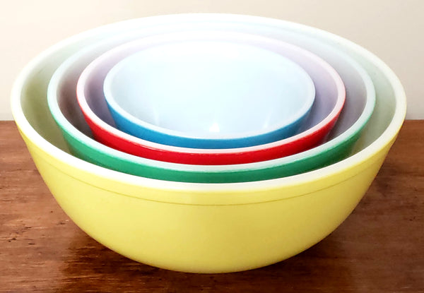 Vintage Pyrex Primary Colors Nesting Mixing Bowls, Set of 4