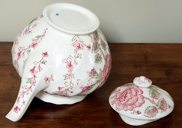 Johnson Brothers Rose Chintz Pink English Tea Pot, Made in England