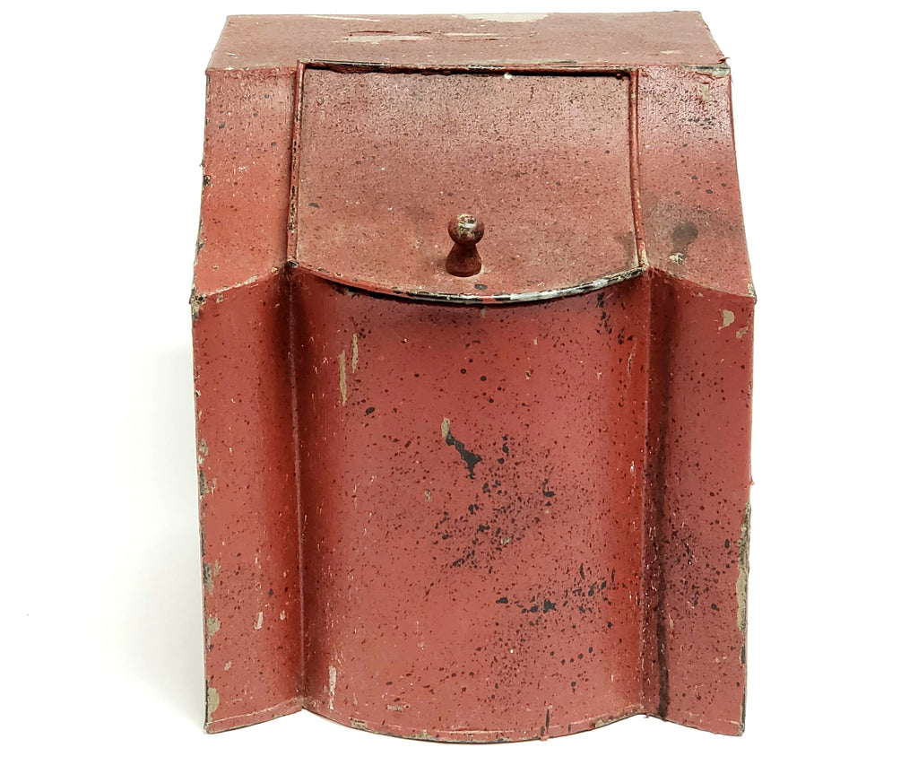 Antique Red Tin Toleware, Kitchen Storage Canister-Bin, Original Red and Black Paint