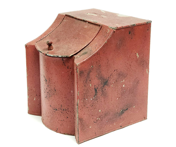 Antique Red Tin Toleware, Kitchen Storage Canister-Bin, Original Red and Black Paint