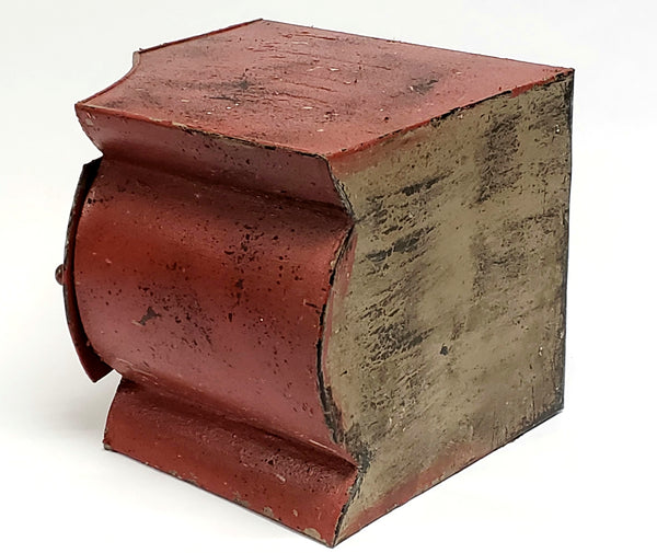 Antique Red Tin Toleware, Kitchen Storage Canister-Bin, Original Red and Black Paint