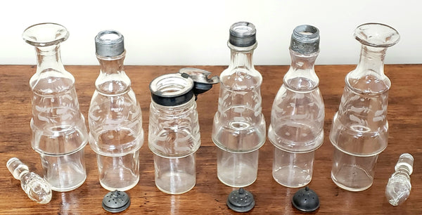 Antique Victorian Castor Set w/ Built in Servant Dinner Bell by Meriden B. Co. ~ Mid 1800's