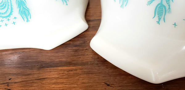 Pyrex Amish Butterprint Turquoise Cinderella Mixing Bowl Set of 4