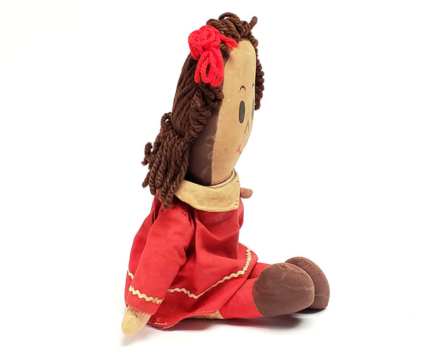Little Lulu 15" Stuffed Cloth Doll, ~ Mid-20th Century