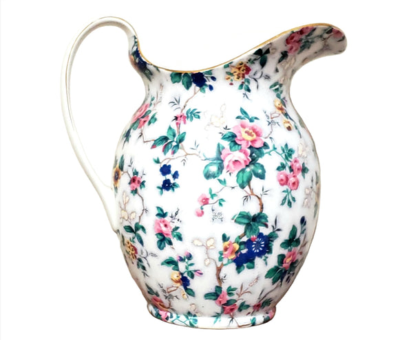 Antique English Crown Ducal Ware Chintz Pitcher & Wash Basin Set Ascot Pattern 1920's
