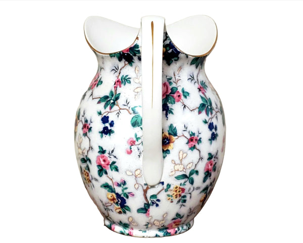 Antique English Crown Ducal Ware Chintz Pitcher & Wash Basin Set Ascot Pattern 1920's