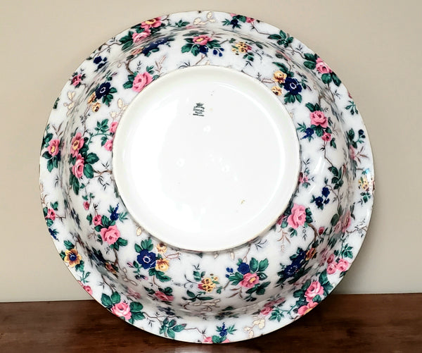 Antique English Crown Ducal Ware Chintz Pitcher & Wash Basin Set Ascot Pattern 1920's