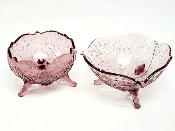 Fenton Amethyst 3 Toed Cupped Bowl and Candy Dish Silvertone Wisteria ~ 1930's