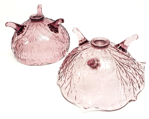 Fenton Amethyst 3 Toed Cupped Bowl and Candy Dish Silvertone Wisteria ~ 1930's