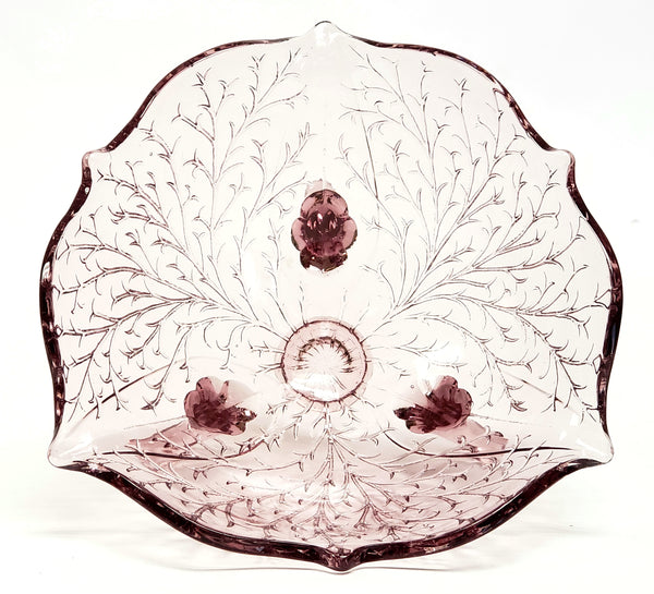 Fenton Amethyst 3 Toed Cupped Bowl and Candy Dish Silvertone Wisteria ~ 1930's