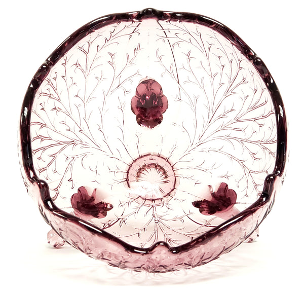 Fenton Amethyst 3 Toed Cupped Bowl and Candy Dish Silvertone Wisteria ~ 1930's