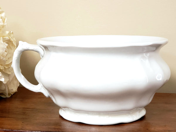 Antique White Ironstone Chamber Pot, Johnson Brothers England - No Lid ~ Early 1900's