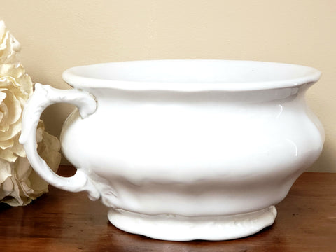 Antique White Ironstone Chamber Pot, Johnson Brothers England - No Lid ~ Early 1900's