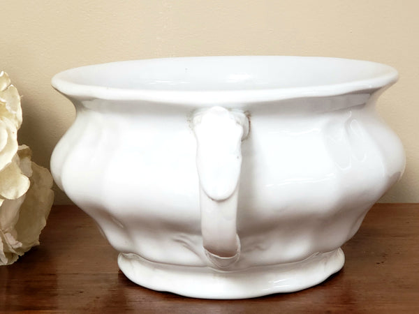 Antique White Ironstone Chamber Pot, Johnson Brothers England - No Lid ~ Early 1900's