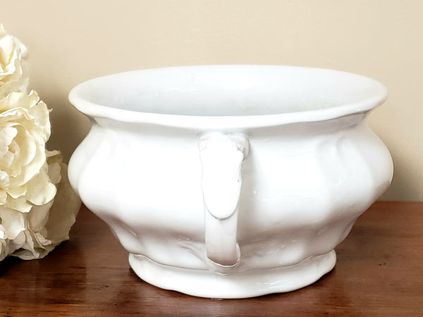 Antique White Ironstone Chamber Pot, Johnson Brothers England - No Lid ~ Early 1900's