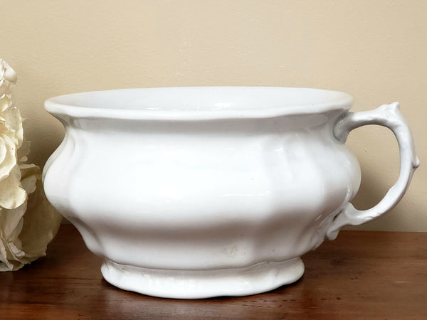 Antique White Ironstone Chamber Pot, Johnson Brothers England - No Lid ~ Early 1900's