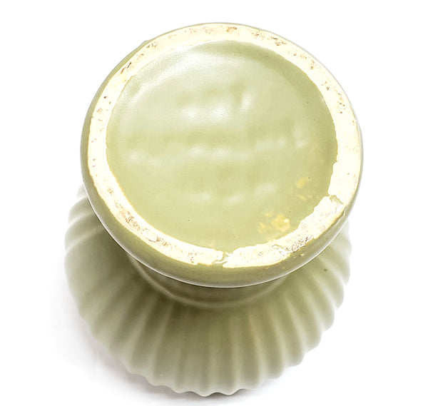 McCoy Floraline Ribbed Olive Green Pedestal Vase # 407 Mid-20th Century
