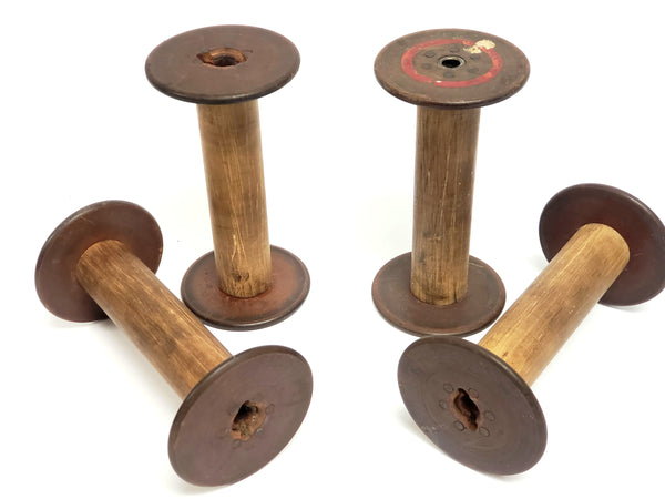 Antique Wooden Textiles Spools - Collection of 4 - Crafting or Repurpose