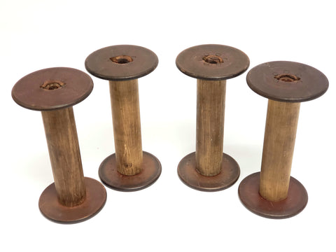 Antique Wooden Textiles Spools - Collection of 4 - Crafting or Repurpose