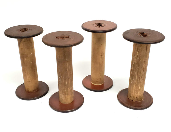 Antique Wooden Textile Spools - Collection of 4 - Crafting or Repurpose Project