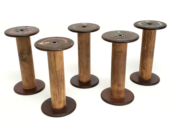 Antique Wooden Textile Spools - Collection of 5 - Crafting or Repurpose Project