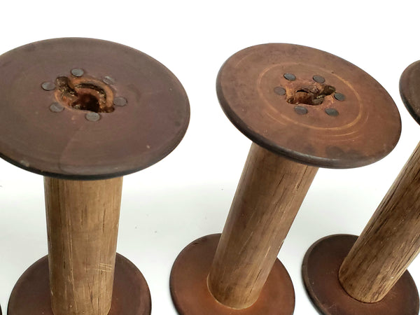 Antique Wooden Textile Spools - Collection of 5 - Crafting or Repurpose Project