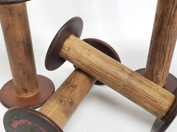 Antique Wooden Textile Spools - Collection of 5 - Crafting or Repurpose Project