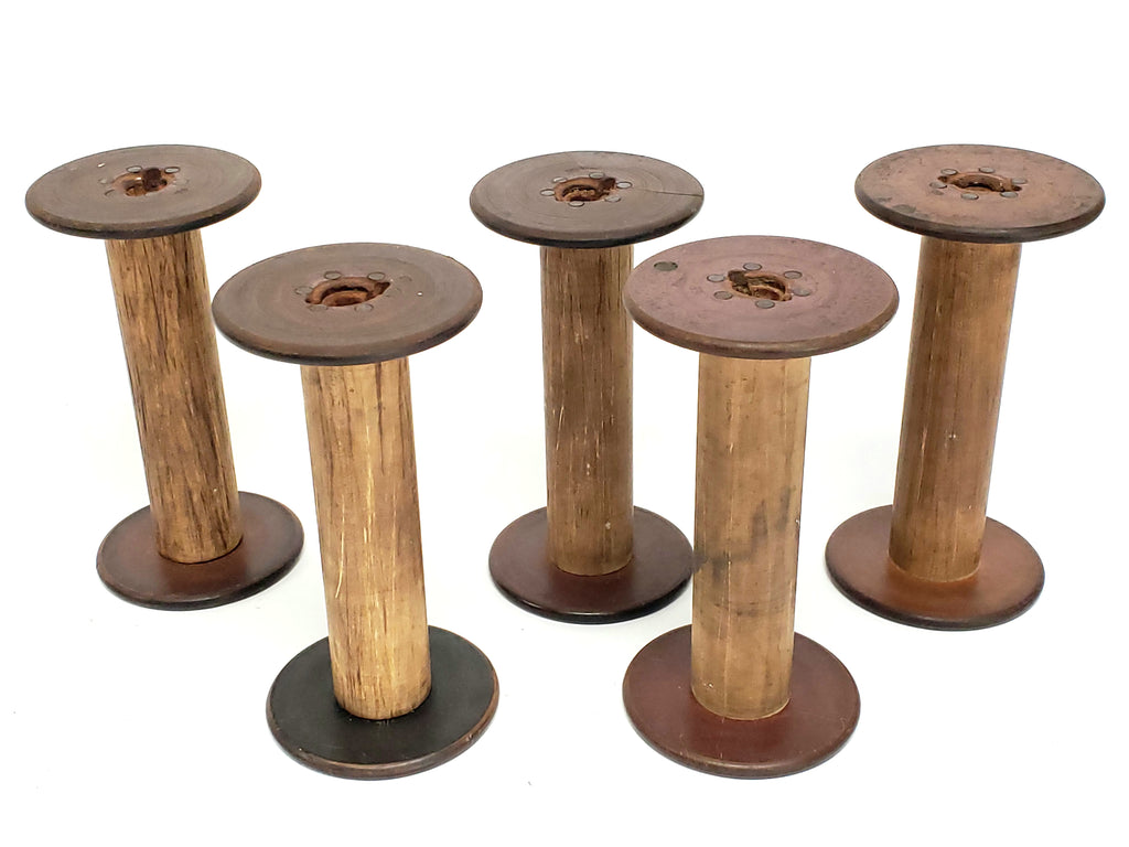 Antique Wooden Textile Spools - Collection of 5 - Crafting or Repurpose Project