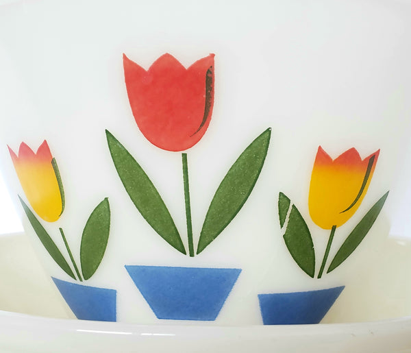 Fire King Tulip Deep Glass Mixing Bowl Set of 4 by Anchor Hocking ~1940's