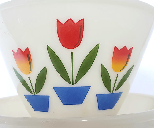 Fire King Tulip Deep Glass Mixing Bowl Set of 4 by Anchor Hocking ~1940's