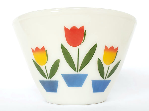 Fire King Tulip Deep Glass Mixing Bowl Set of 4 by Anchor Hocking ~1940's