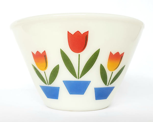 Fire King Tulip Deep Glass Mixing Bowl Set of 4 by Anchor Hocking ~1940's