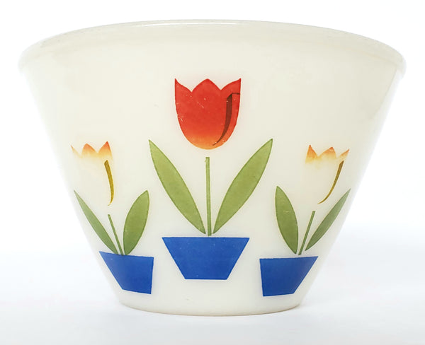 Fire King Tulip Deep Glass Mixing Bowl Set of 4 by Anchor Hocking ~1940's