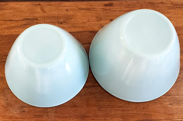 Fire King Turquoise Blue Deep Mixing Bowls Set of 2 by Anchor Hocking