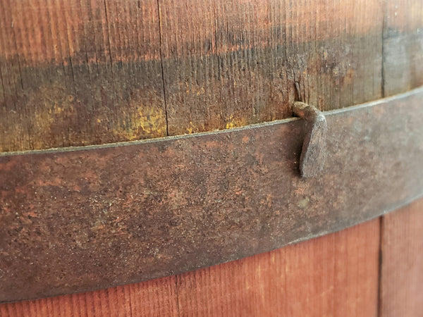 Antique Wooden Keg - Iron Banded Rundlet, Powder Keg, Barrel w/ Original Red Paint
