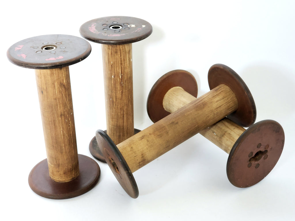 Antique Wooden Textile Spools - Collection of 4 - Crafting or Repurpose Project