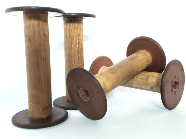 Antique Wooden Textile Spools - Collection of 4 - Crafting or Repurpose Project