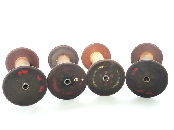 Antique Wooden Textile Spools - Collection of 4 - Crafting or Repurpose Project