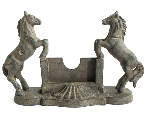 Cast Iron "Rearing Horses" Business Card Holder