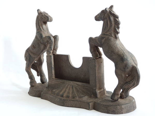 Cast Iron Business Card Holder "Rearing Horses"