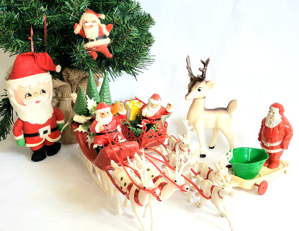 Lot of 6 Mid Century Christmas Figurines & Ornaments - Vintage Christmas