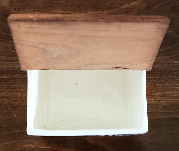 Vintage Cobalt Blue and White Salt Box, Windmill & Sailboat - Germany