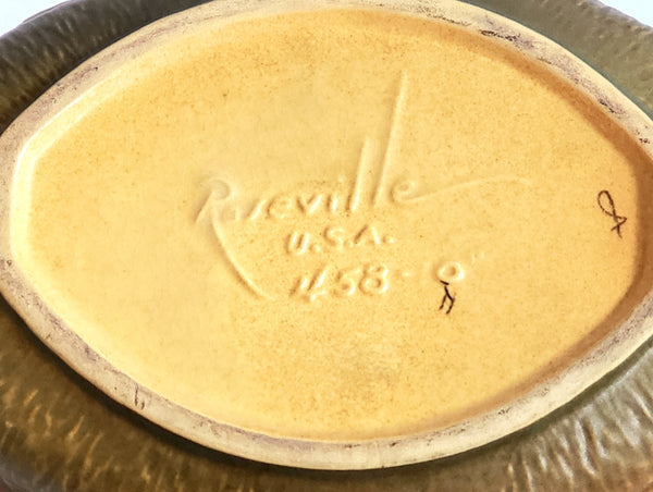 Roseville Clematis Open Oval Double Handled Console Bowl 458-10 - c. 1944