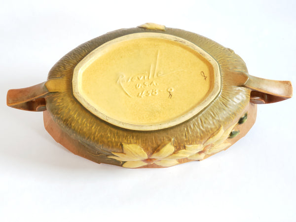Roseville Clematis Open Oval Double Handled Console Bowl 458-10 - c. 1944
