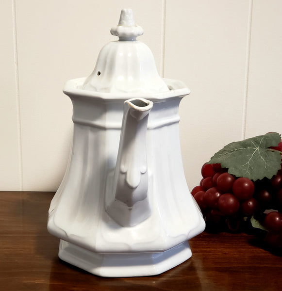 English White Ironstone Tea Pot BOOTE'S 1851 Octagon by T & R Boote c. 1851-1854